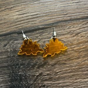 Earthbound: Orange Triceratops Earrings